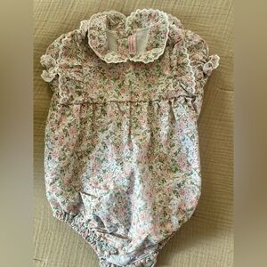 Floral Baby Romper with Lace Trim